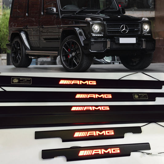 AMG Matte Black Stainless Steel LED Door Sills for W463 G-Class Set 5 pcs