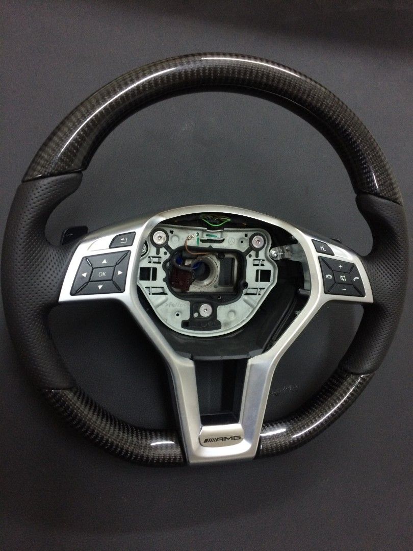 Mercedes-Benz CLS E-Class SLK W172 W218 W212 AMG Steering Wheel Carbon Fiber Leather
