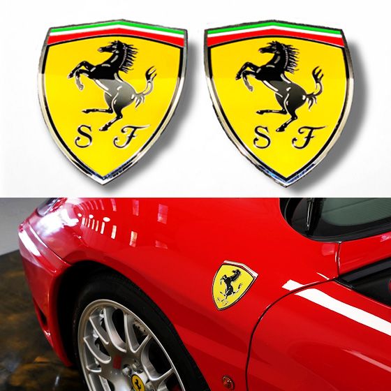 Ferrari 360 Modena Side Fender Metal Emblem Badge Set