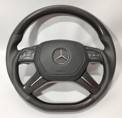 Mercedes-Benz ML W166 GL GLS GLE W292 G W463 W212 E Steering Wheel Leather Carbon Fiber